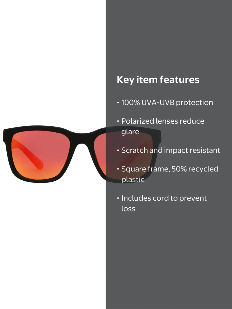 Panama Jack x Foster Grant Black Square Men's Polarized Sunglasses