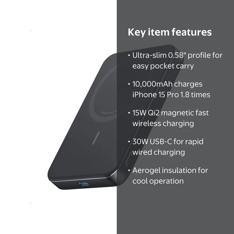 Anker Ultra-Slim 10,000mAh Magnetic Battery Pack, MagGo Power Bank
