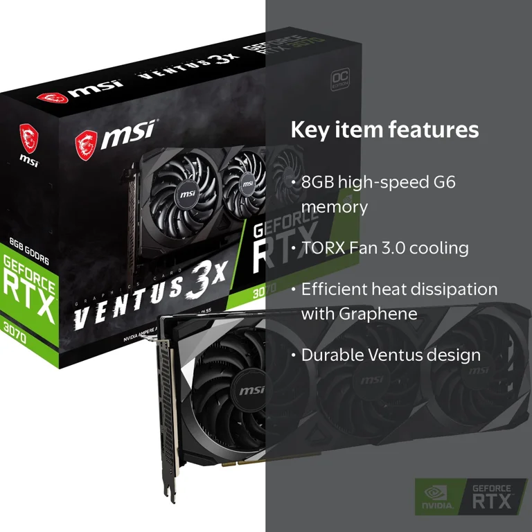 MSI GeForce RTX 3070 VENTUS 3X OC 8GB Graphic Card - Walmart.com
