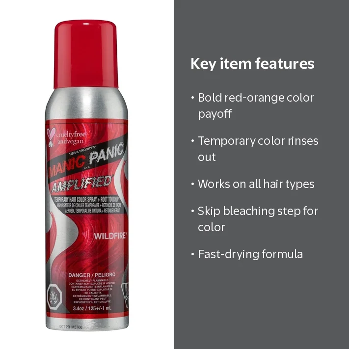 Manic Panic Amplified™ Temporary Hair Color Spray, Wildfire, 3.4