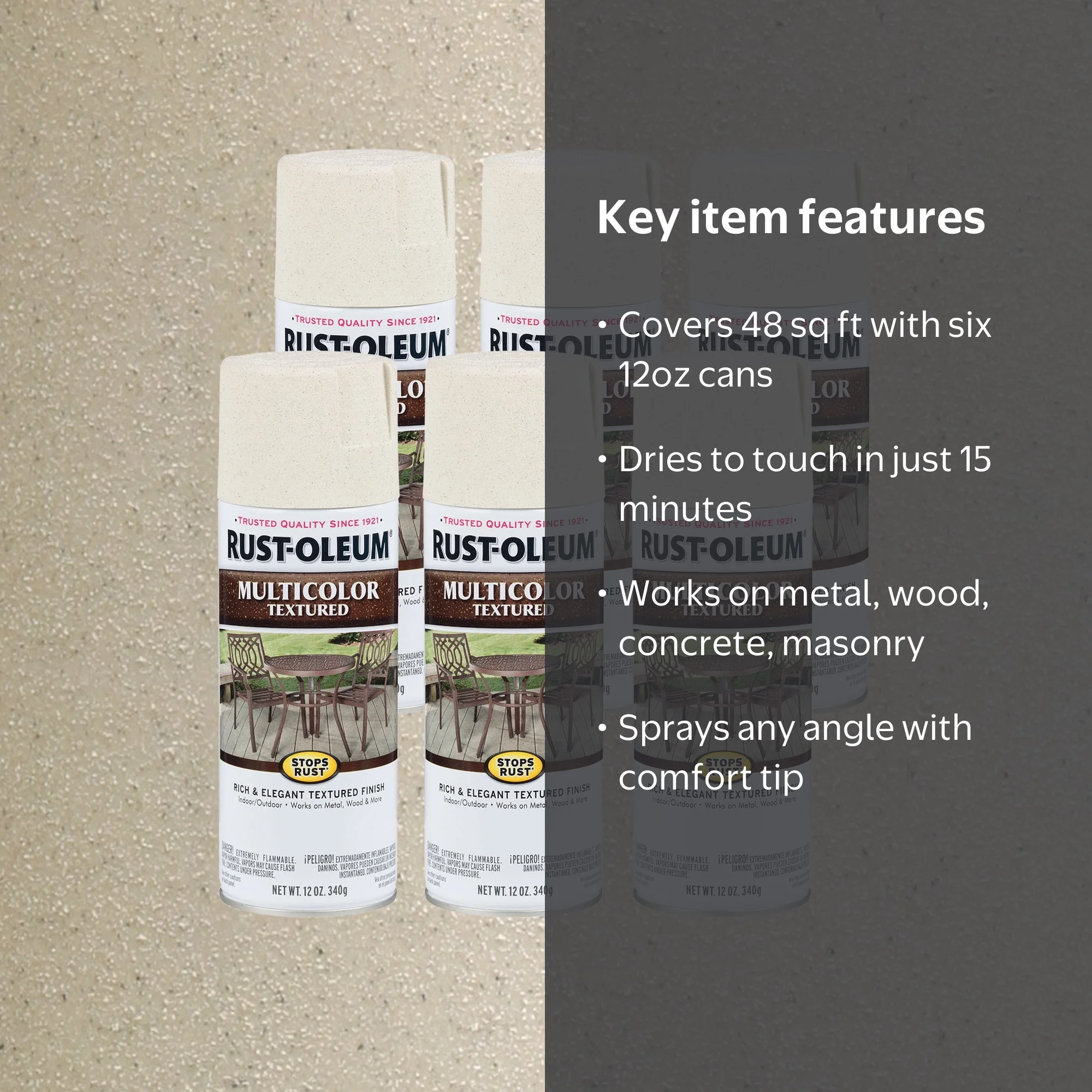 6 Pack, Caribbean Sand, Rust-Oleum Stops Rust Multi-Color Textured