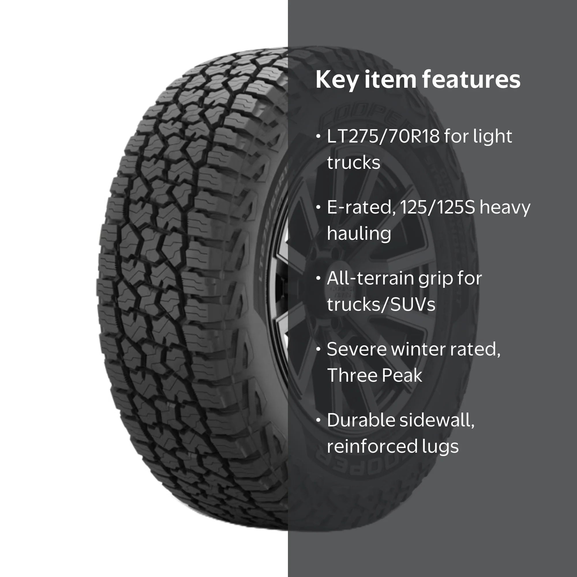 Cooper, Light Truck Tire, 275/70R18, E Load Range, Severe Winter