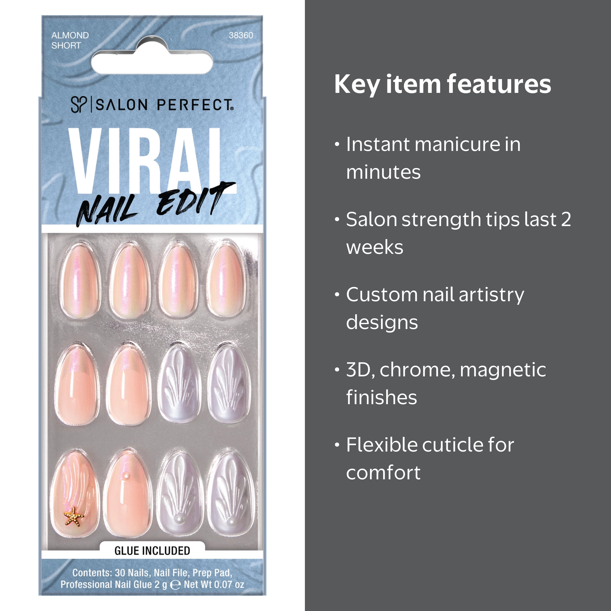 Salon Perfect Artificial Fake Press-ons, 352 Viral Nail Edit, Pink