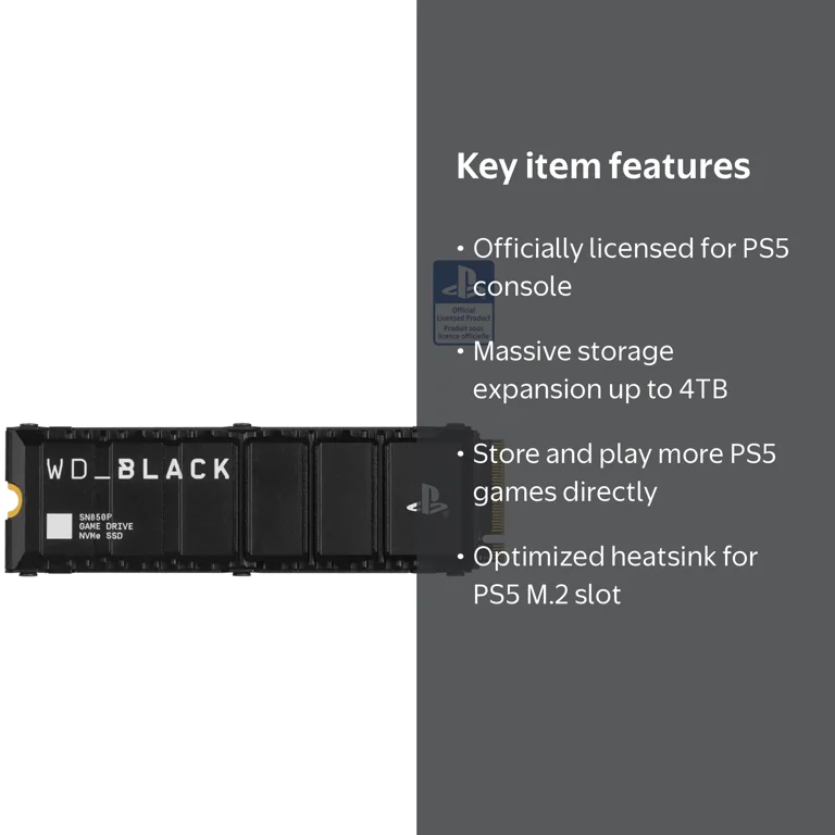 WD BLACK, NVMe SSD, 4TB SN850P, Officially Licensed for PS5