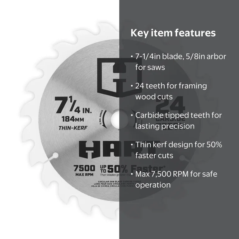 CRALY 7-1/4" 24T Wood Cutting Framing Circular Saw Blade – 5/8" Arbor, Thin Kerf, Black Ice Coating, 2-Pack For Plywood, MDF, OSB & Laminate