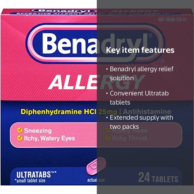 2 Pack - Benadryl Allergy Relief Ultratab Tablets 24 ea - Walmart.com