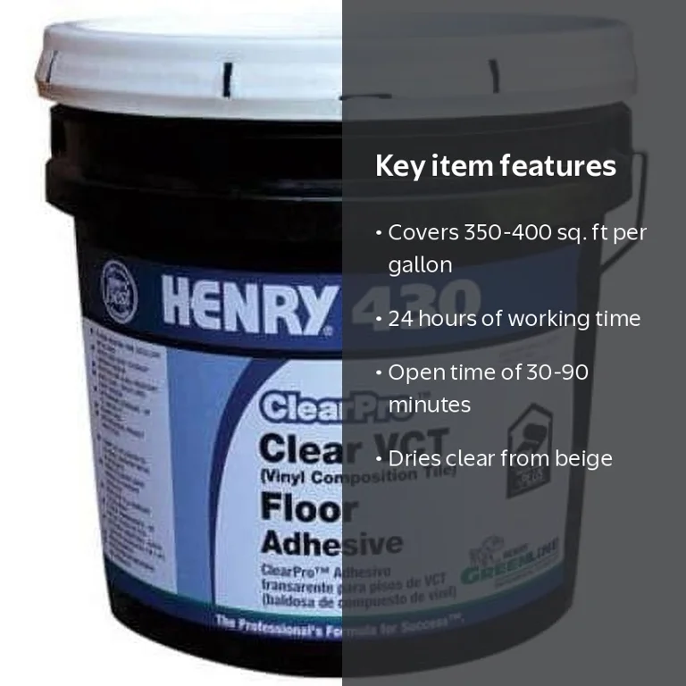 Henry 12102 430 Clearpro Clear Vct Floor Tile Adhesive, 4 Gallon