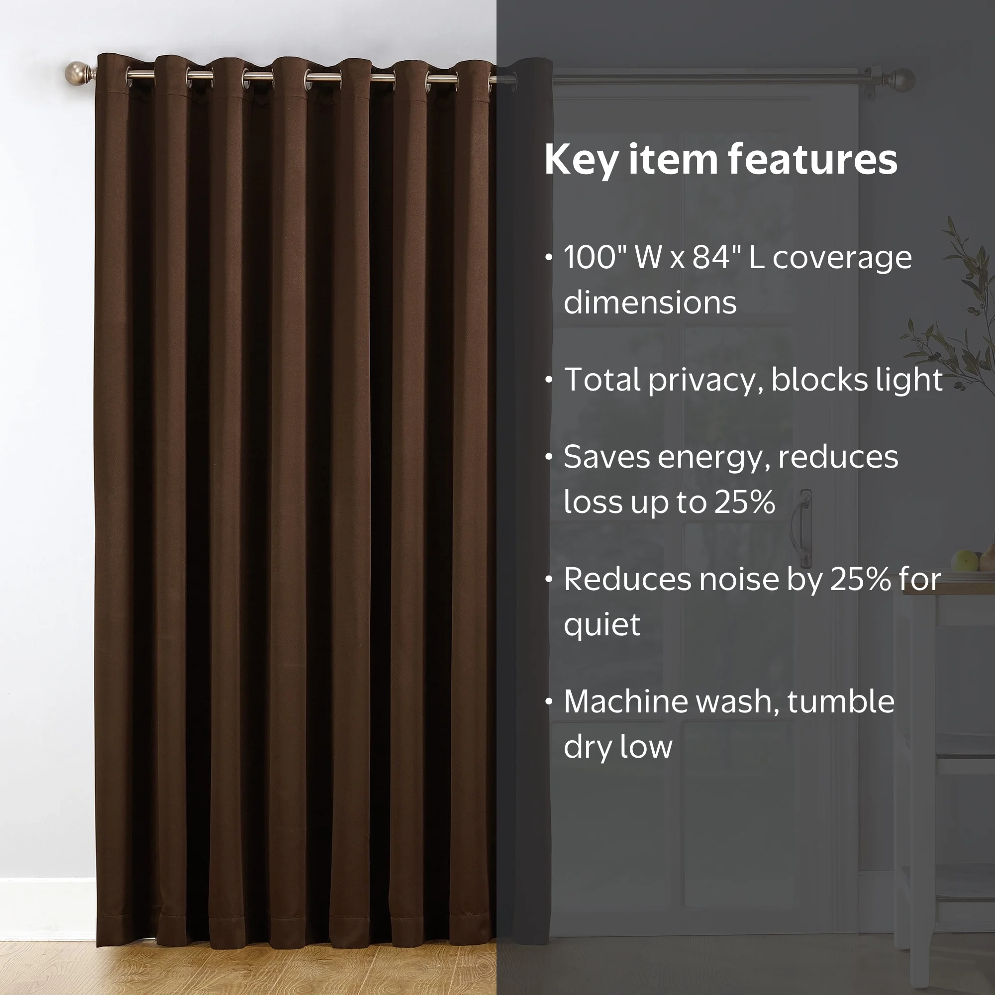 Sun Zero Conrad Blackout Sliding Patio Door Curtain Panel