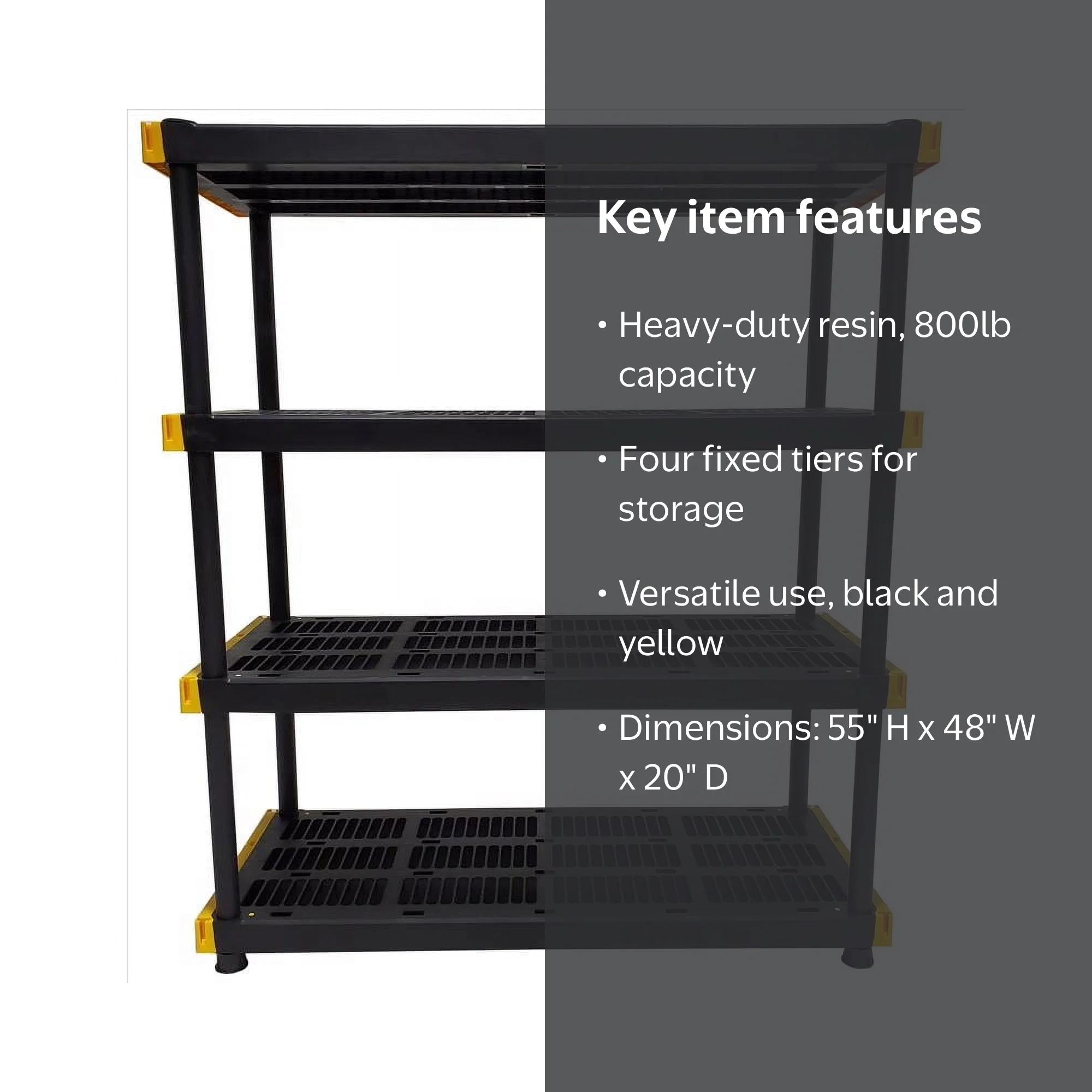 Tough Shelf Heavy-Duty Plastic Garage Storage, 55 x 48 x 20 in