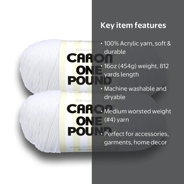 Caron® One Pound™ #4 Medium Acrylic Yarn, White 16oz/454g, 812