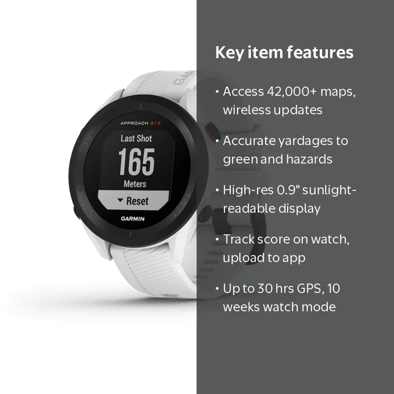 【Garmin】Approach S12 ホワイト Garmin Approach S12 Bluetooth Golf Watch, 176 x 176, White