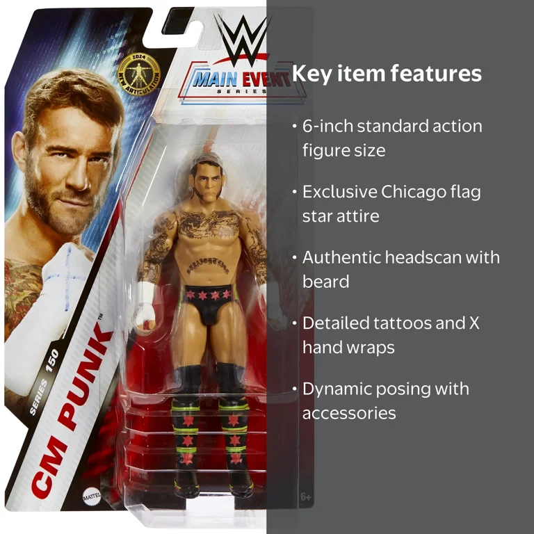 Chase Variant - Pink & Green) CM Punk - WWE Main Event 150 Mattel