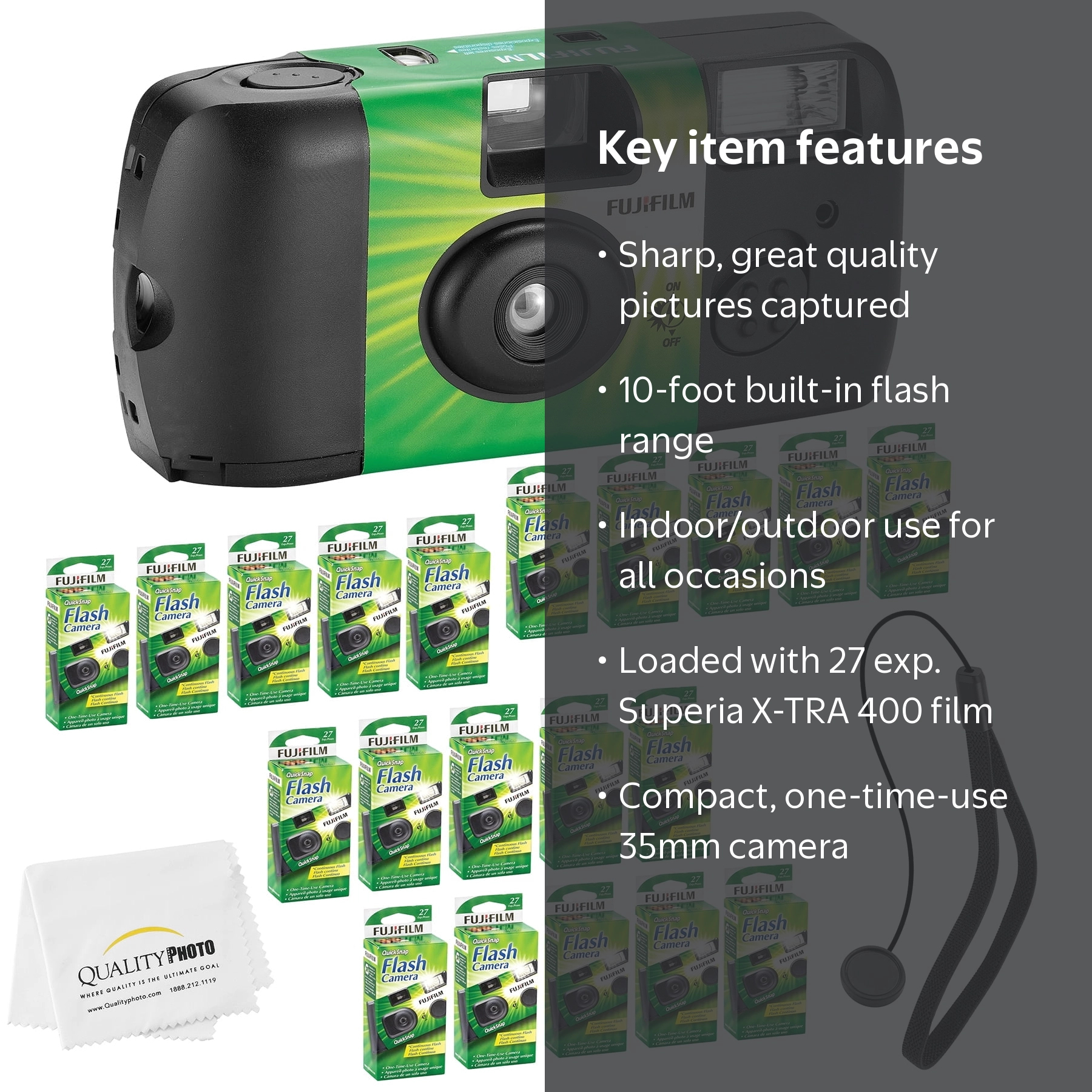 Fujifilm Quicksnap Flash 400, Disposable 35mm Camera, 20 Pack
