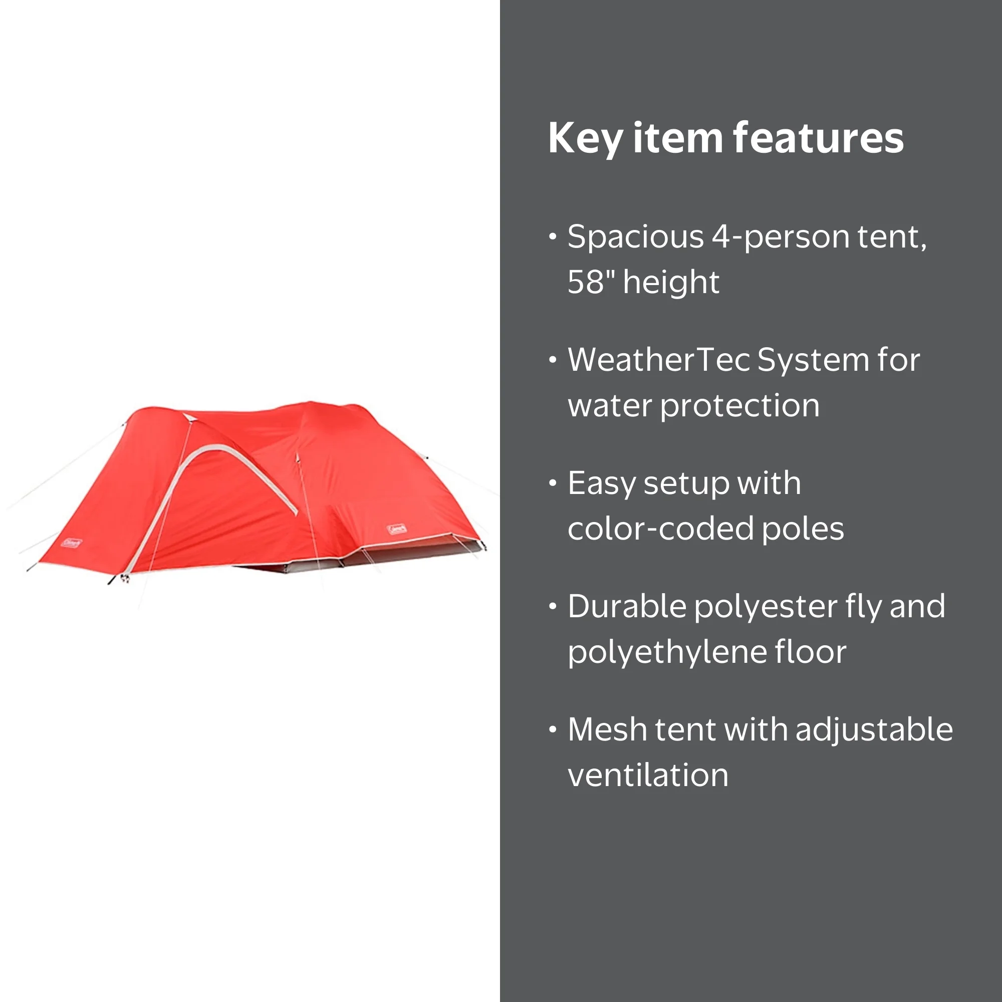 Coleman - 蛍 Coleman Hooligan 4 Tent - 9 x 7 feet, 14.5 lbs. - Walmart.com