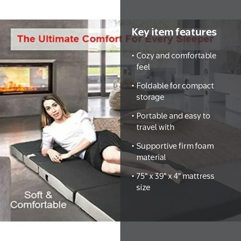 SUPERCOZZY, Foldable Mattress, 39 Inch, Gray, 75