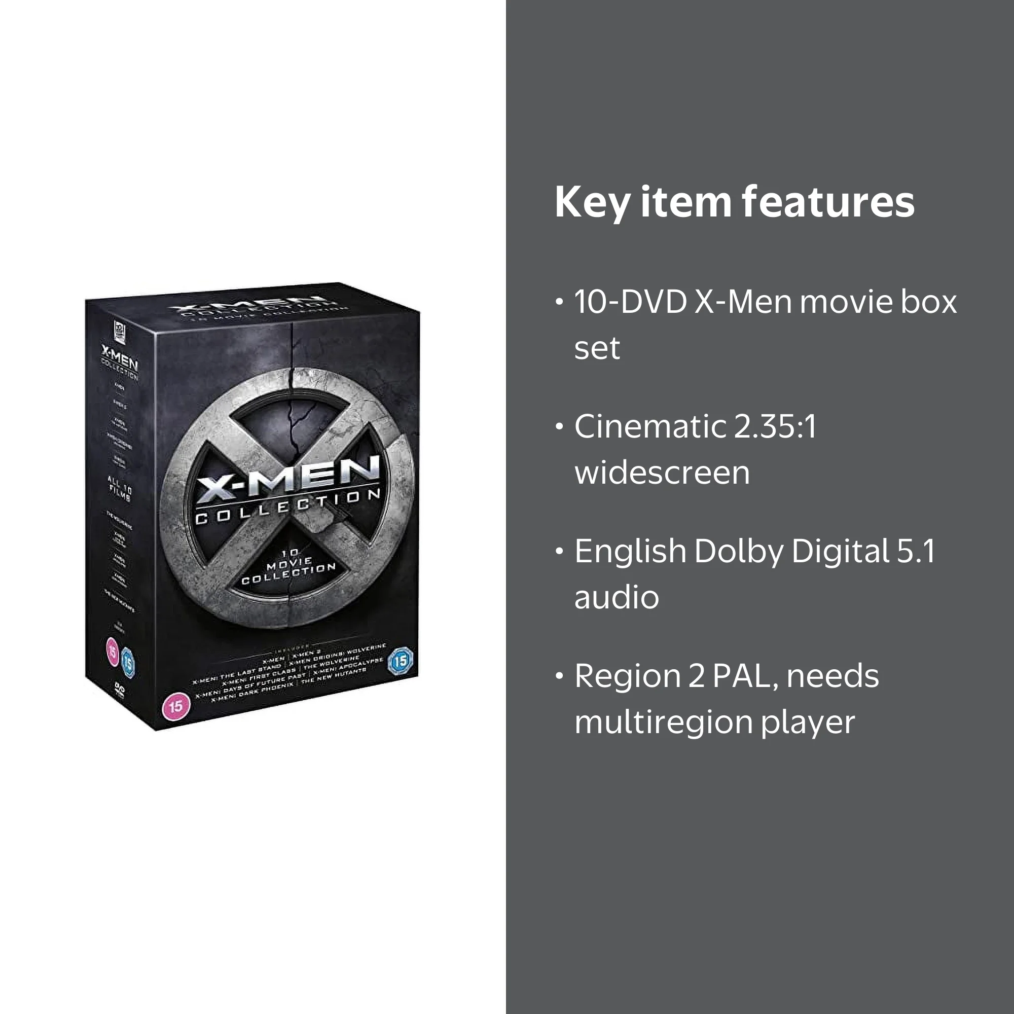 X-Men 10 Movie Collection DVD, PAL Region 2, Multi-Region Player