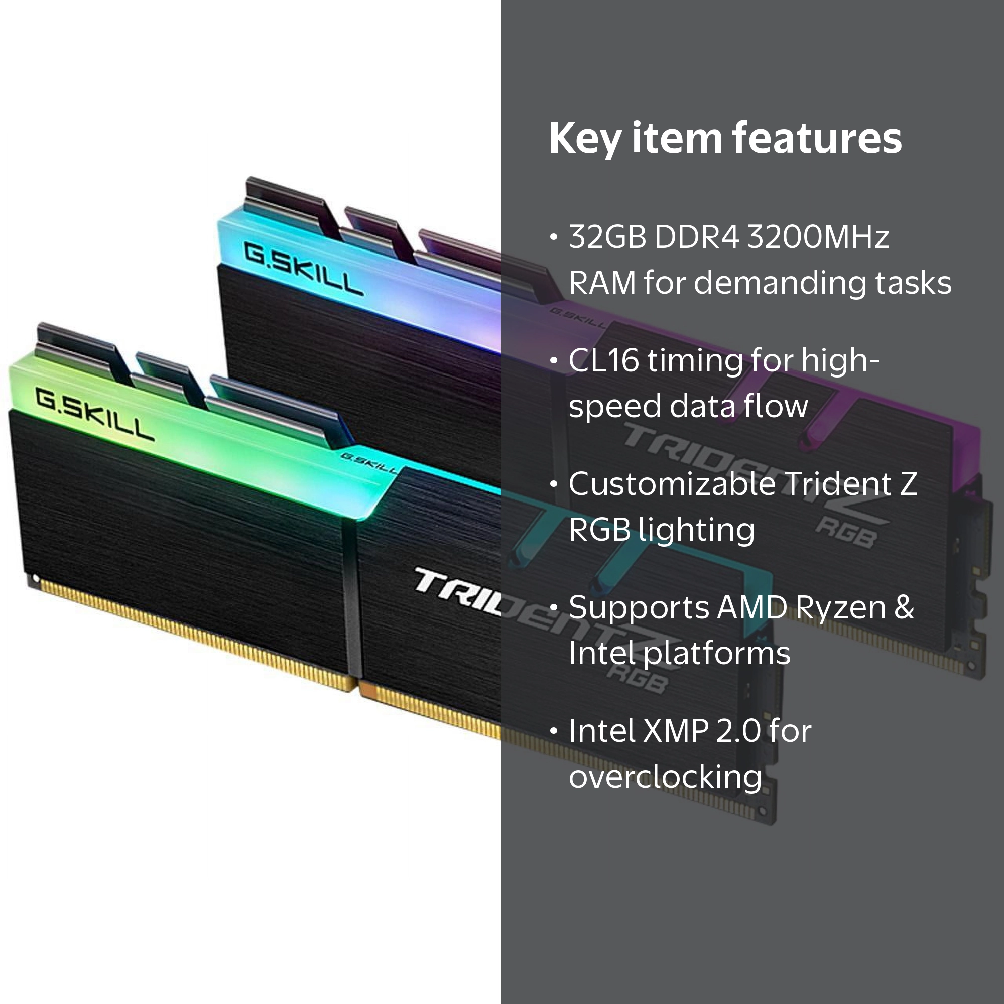 G.SKILL TridentZ RGB Series 32GB (2x16GB) 288-Pin DDR4 3200 PC RAM