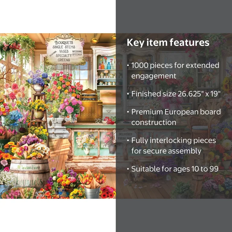 RoseArt Seasons Flower Shop 1000-Piece Jigsaw Puzzle - Walmart.com