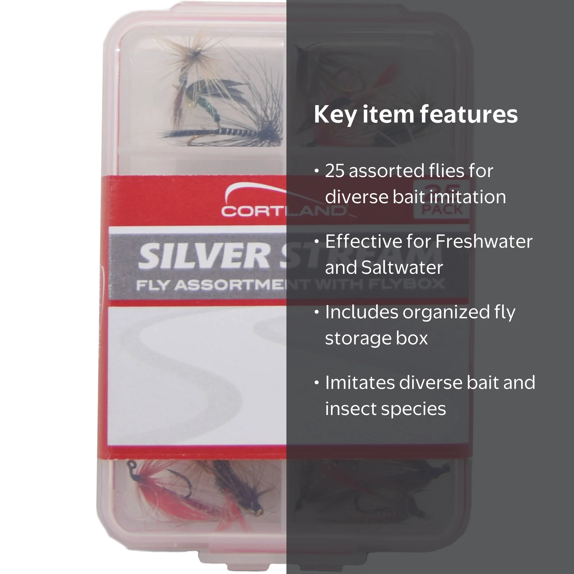 Cortland Silver Stream Fly Box Assortment, 25 Piece, 607651