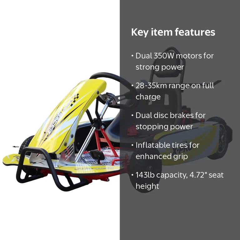 X-Pro Rambler 700W Brushless Electric Pedal Go Kart 350w*2 Racing