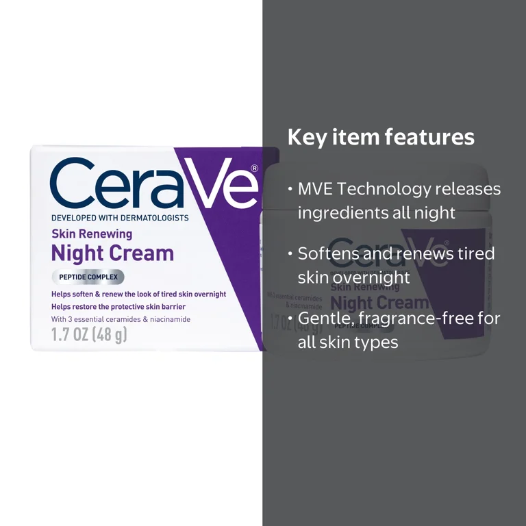 CeraVe Night Face Cream with Peptides & Hyaluronic Acid 1.7 oz