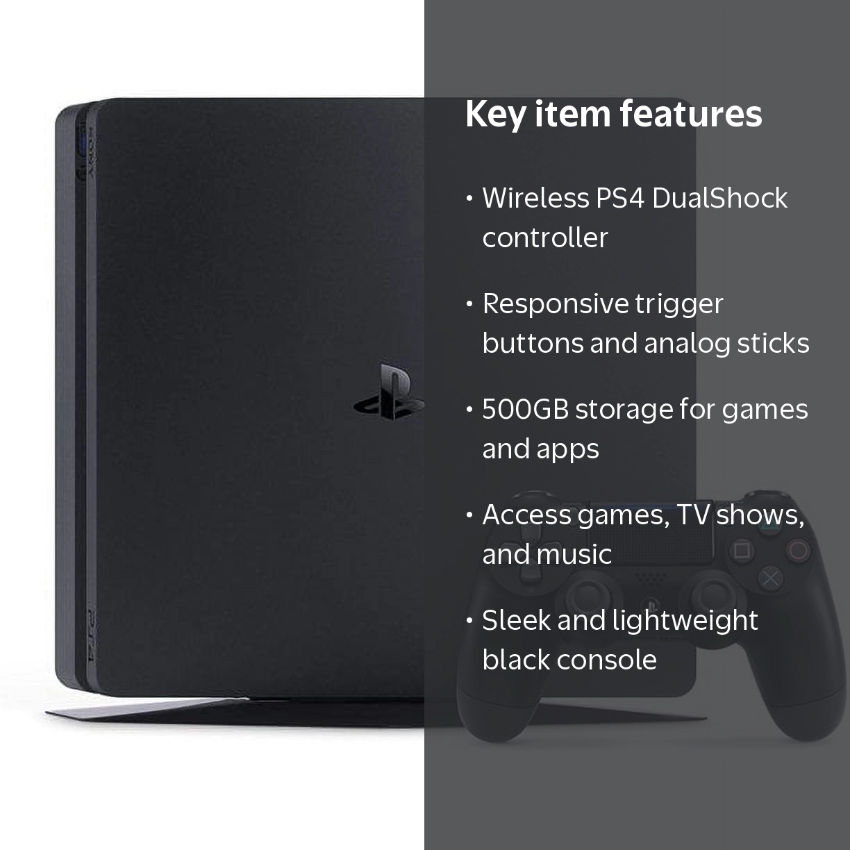Sony PlayStation 4 Slim 500GB Jet Black Gaming Console with