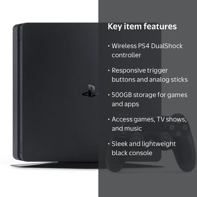 Sony PlayStation 4 Slim 500GB Jet Black Gaming Console with Sony PlayStation 4 Slim 500GB Jet Black Gaming Console with