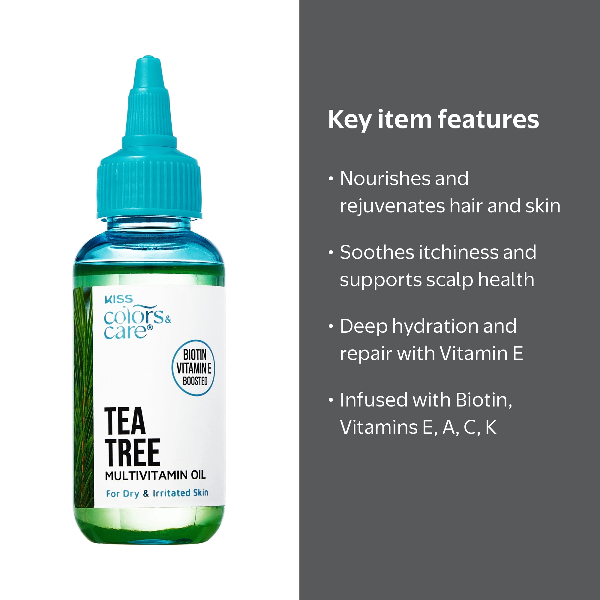 Kiss Colors & Care Multivitamin Hair Oil, Biotin, Vitamin E, Tea