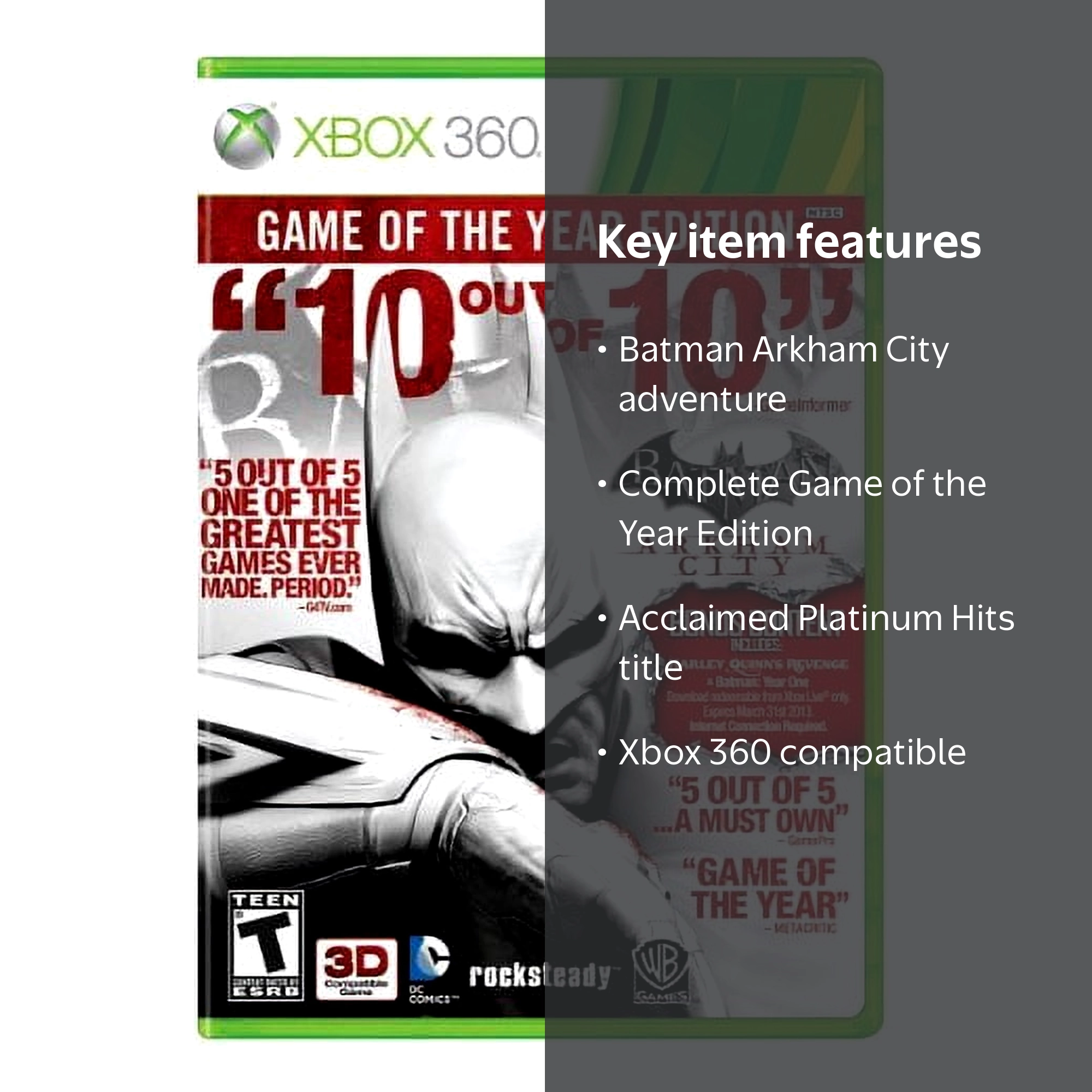Warner Brothers X360 Batman Arkham City - Walmart.com