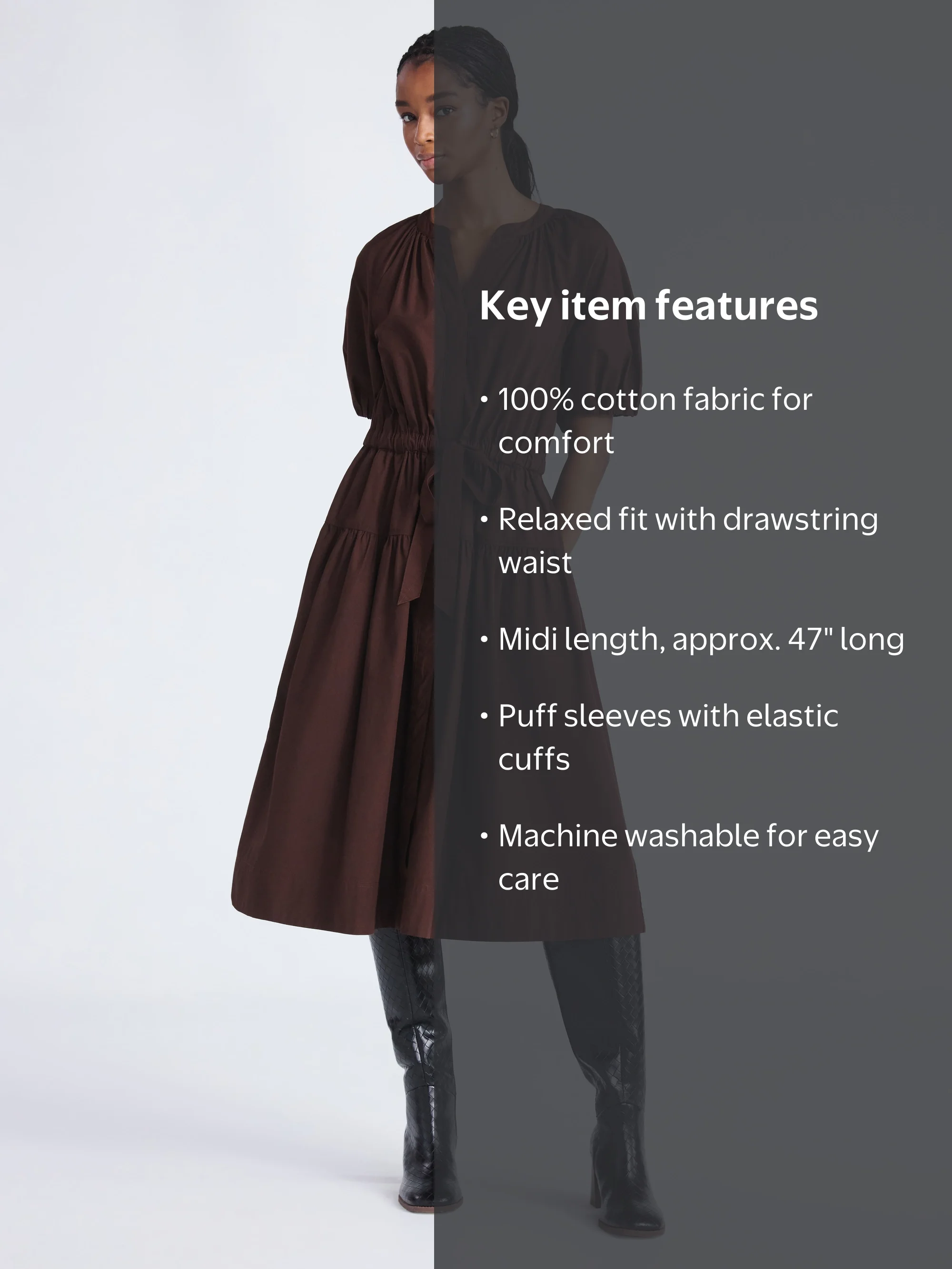 free assembly women's cotton midi dress with puff sleeves reviews Free Assembly Women's and Women's Plus Cotton Midi Dress with Puff Sleeves, Sizes XS-4X