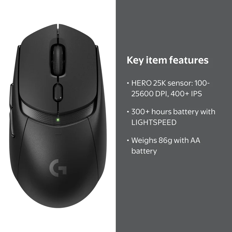 Logitech, Wireless Gaming Mouse, HERO 25K Sensor, LIGHTFORCE