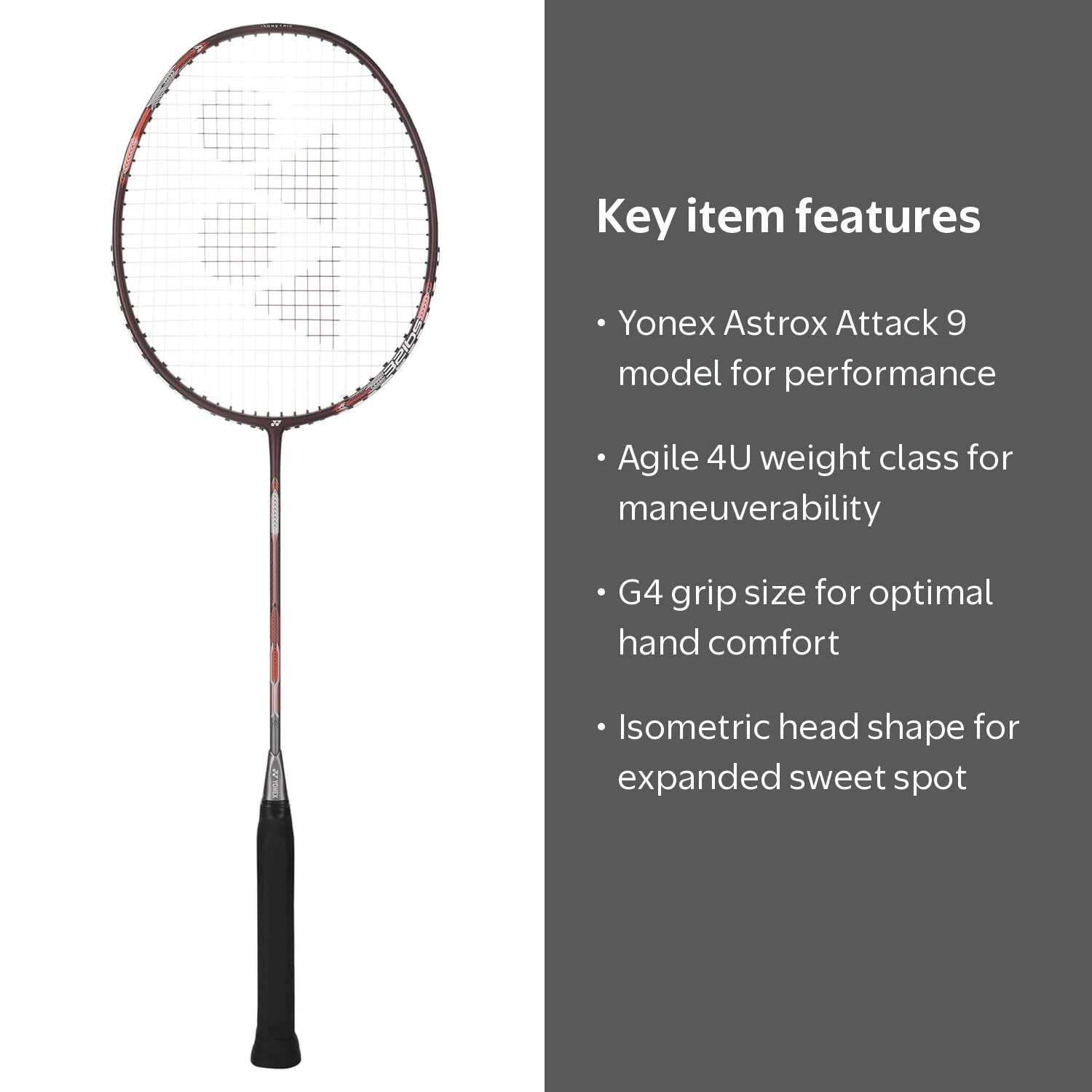 Yonex Badminton Racquet Astrox Attack 9 Dark Purple G4 4U