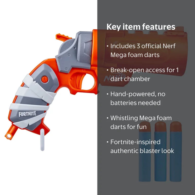 Nerf Fortnite Flare Dart Blaster, Fortnite Gun with 3 Mega Darts