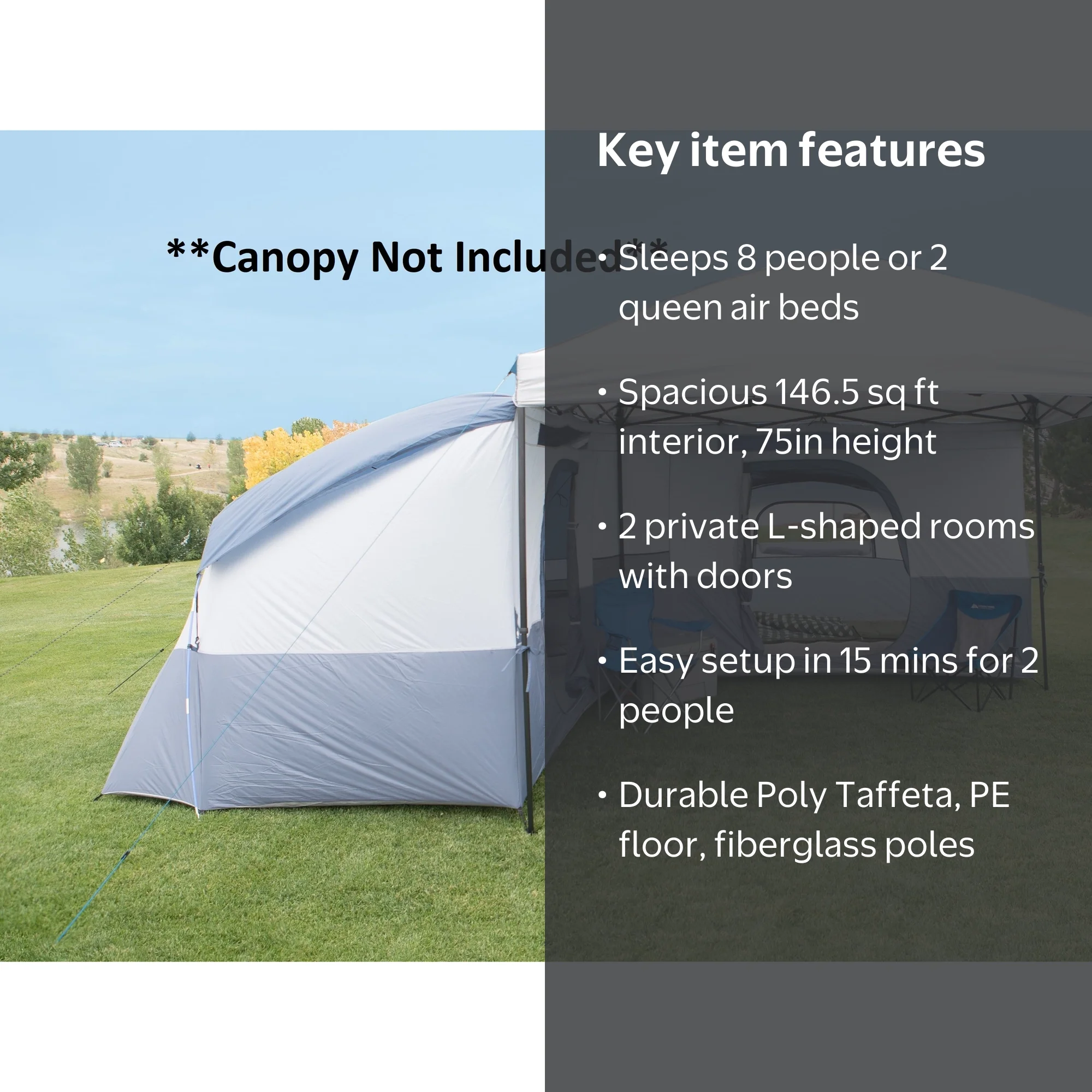 Ozark Trail Connect Tent 8-Person Canopy Tent (Straight-Leg Canopy