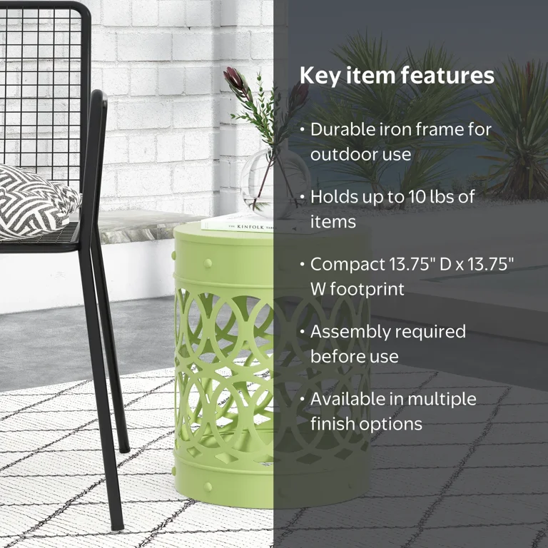Holt Metal Outdoor Side Table, Green - Walmart.com