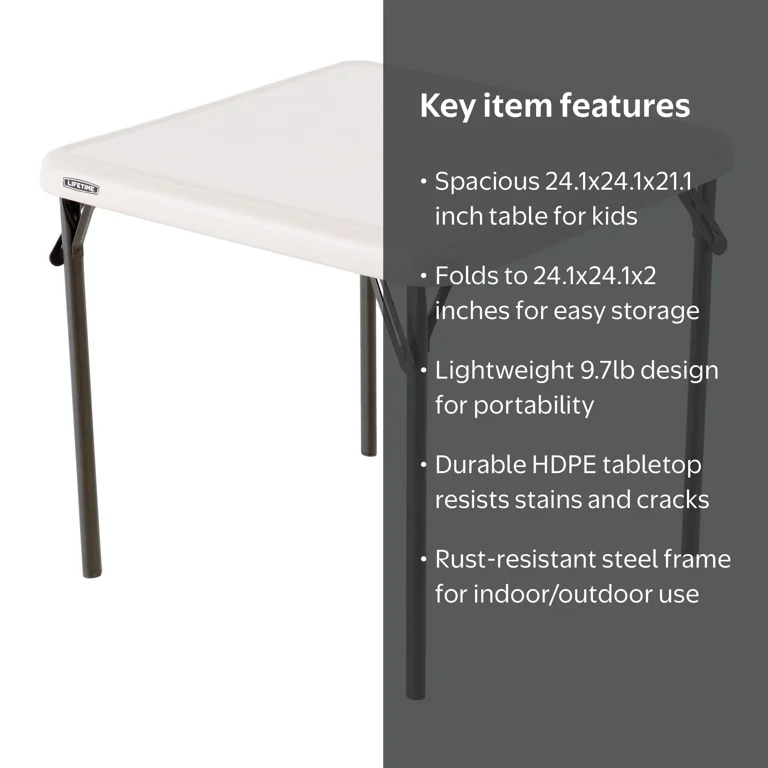 Lifetime Children's Square Folding Table, Indoor/Outdoor, Almond