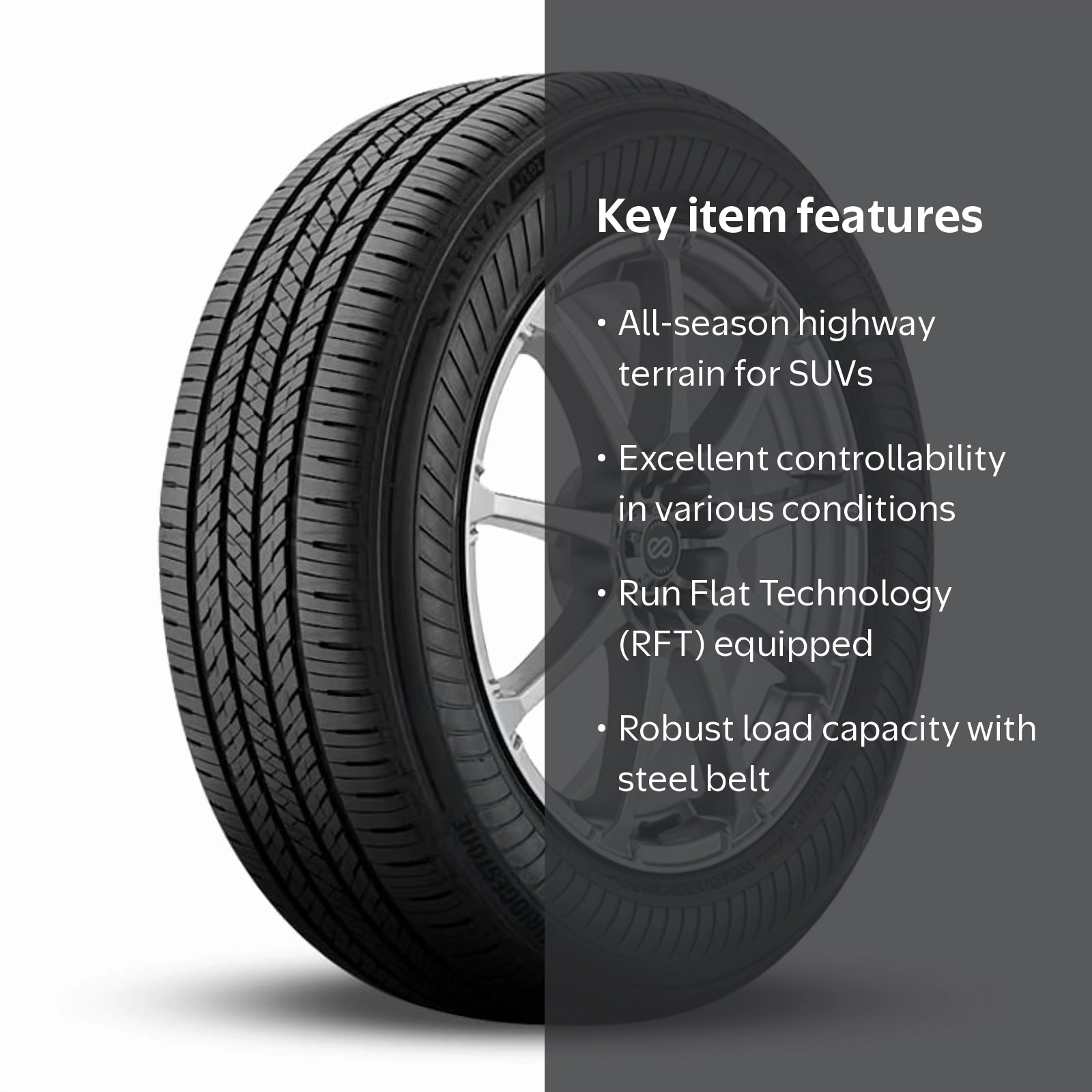 Bridgestone Alenza A/S 02, 235/60R18, All Season SUV Tire, 40K