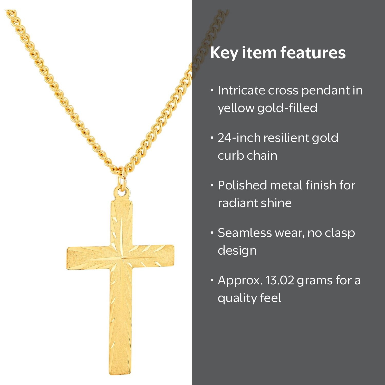 Brilliance Fine Jewelry Gold-Filled Cross Pendant, 24
