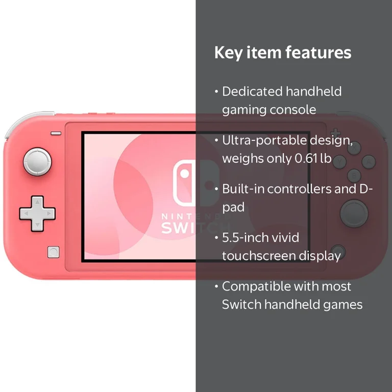 Nintendo, Nintendo Switch Lite, Coral, Handheld Gaming Console