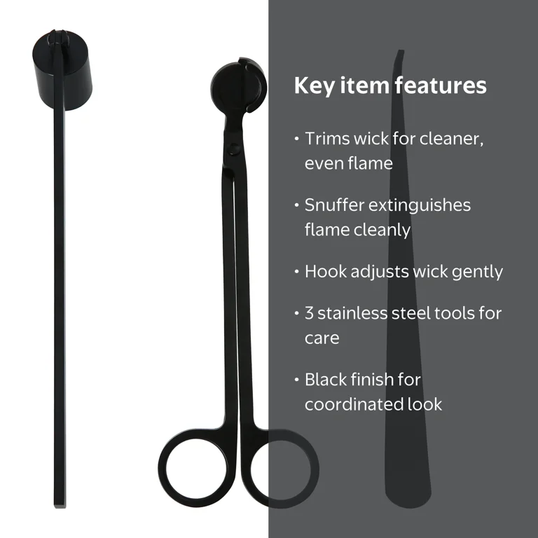 Better Homes & Gardens Black Candle Care Kit, 3pc Stainless Steel
