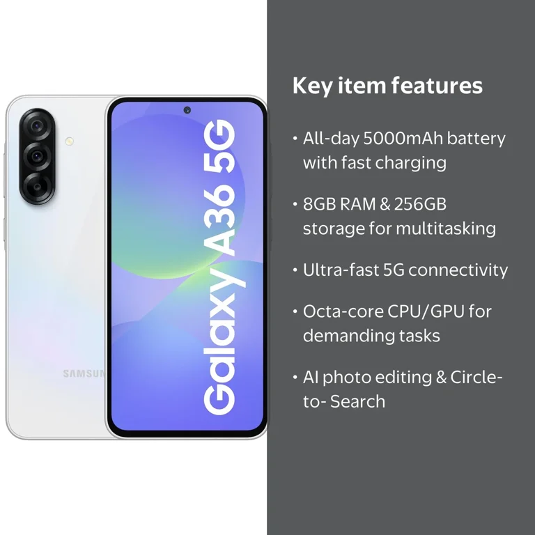 Samsung, AI Smartphone, Galaxy A36 5G 256GB, 8GB RAM Dual SIM