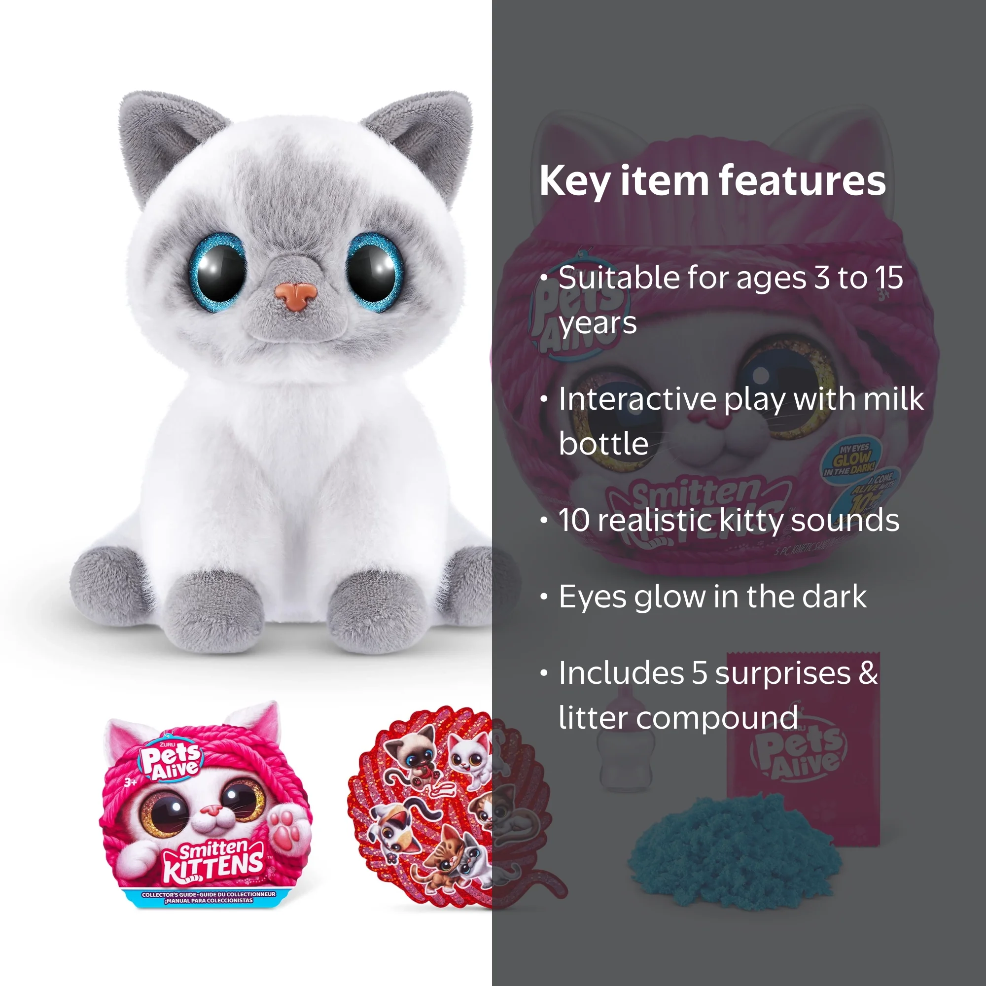 Pets Alive, Soft Toy, RRK9541G, Surprise Kitten with 10 Sounds