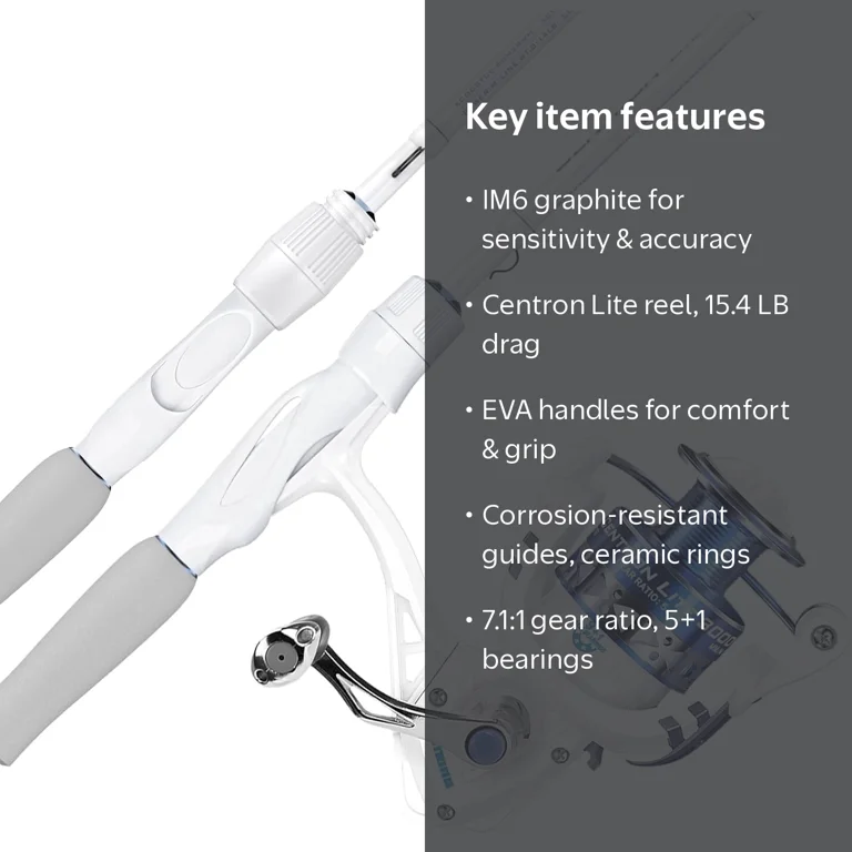KastKing White Spinning Fishing Rod and Reel Combo, Spin-6'0