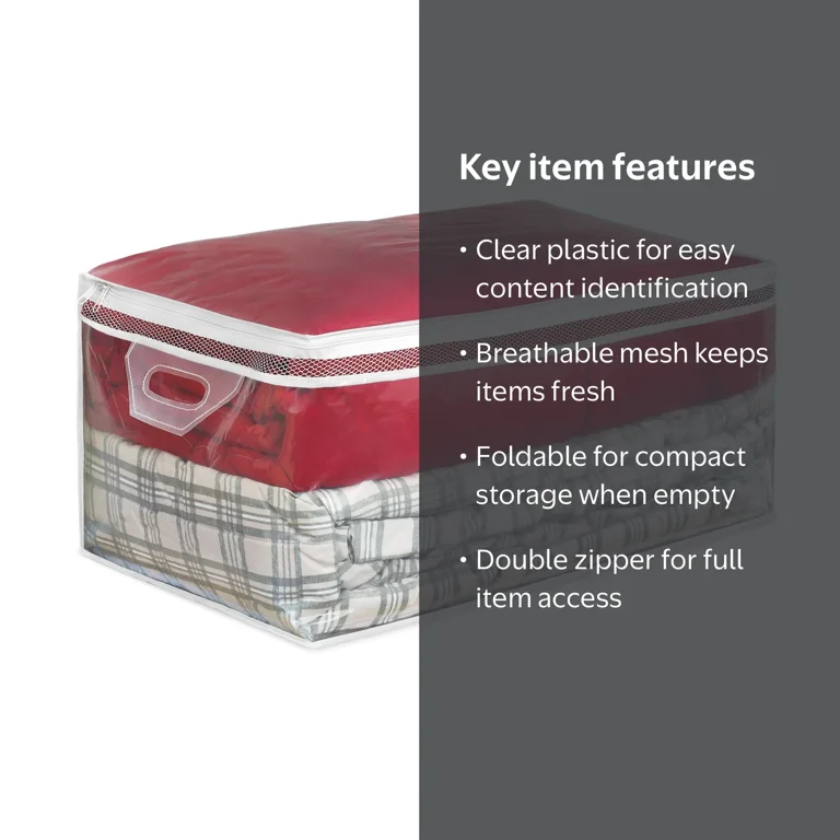 Whitmor, Flexible Zip Closet Storage Tote, Jumbo, Clear - Walmart.com