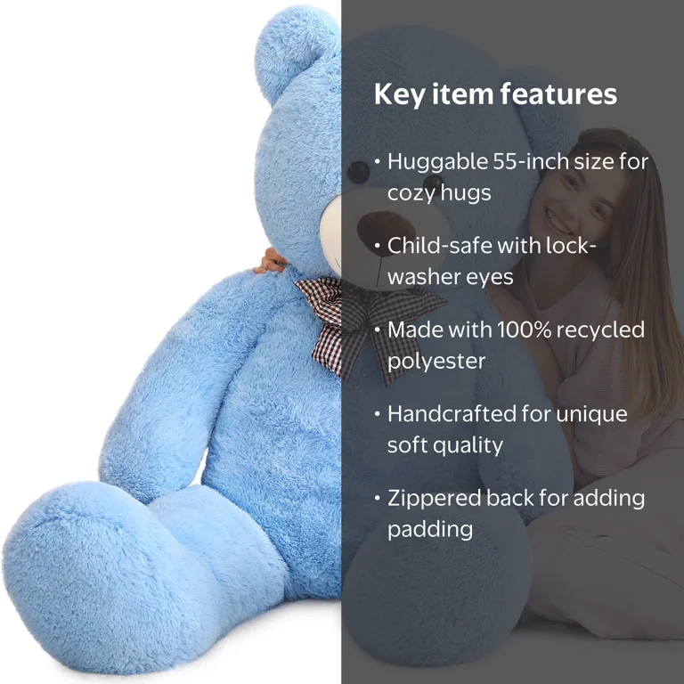 MaoGoLan, Giant Teddy Bear, 55 inches, Blue, Plush Stuffed Animal