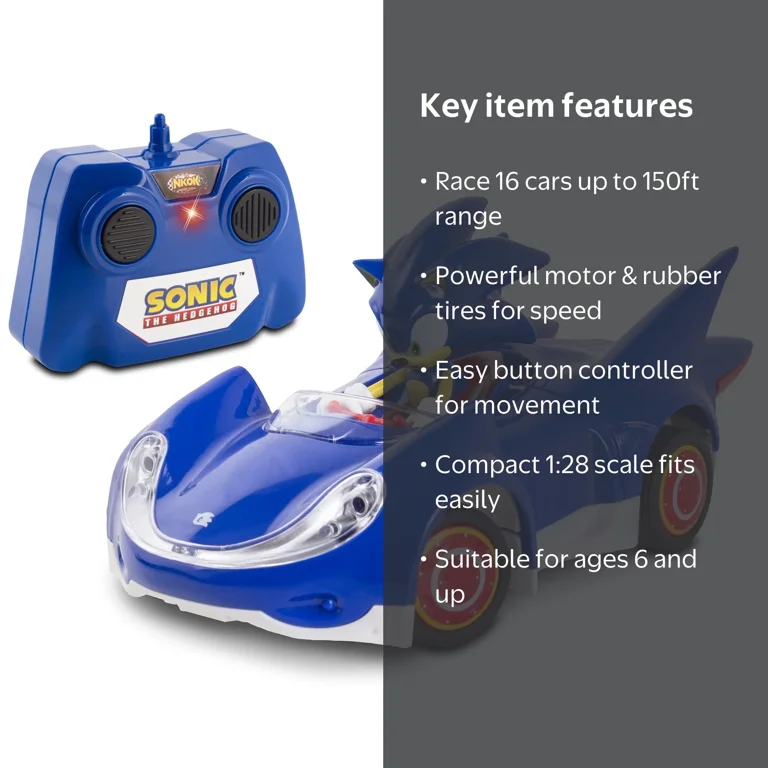Sonic, RC Car, 6.5 inch, Blue, 2.4GHz Remote Control - Walmart.com