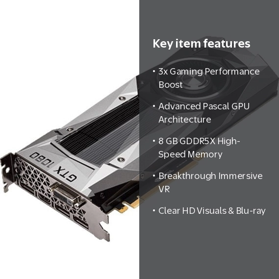 NVIDIA GeForce GTX 1080 GPU, 8GB GDDR5X, Advanced Gaming Graphic