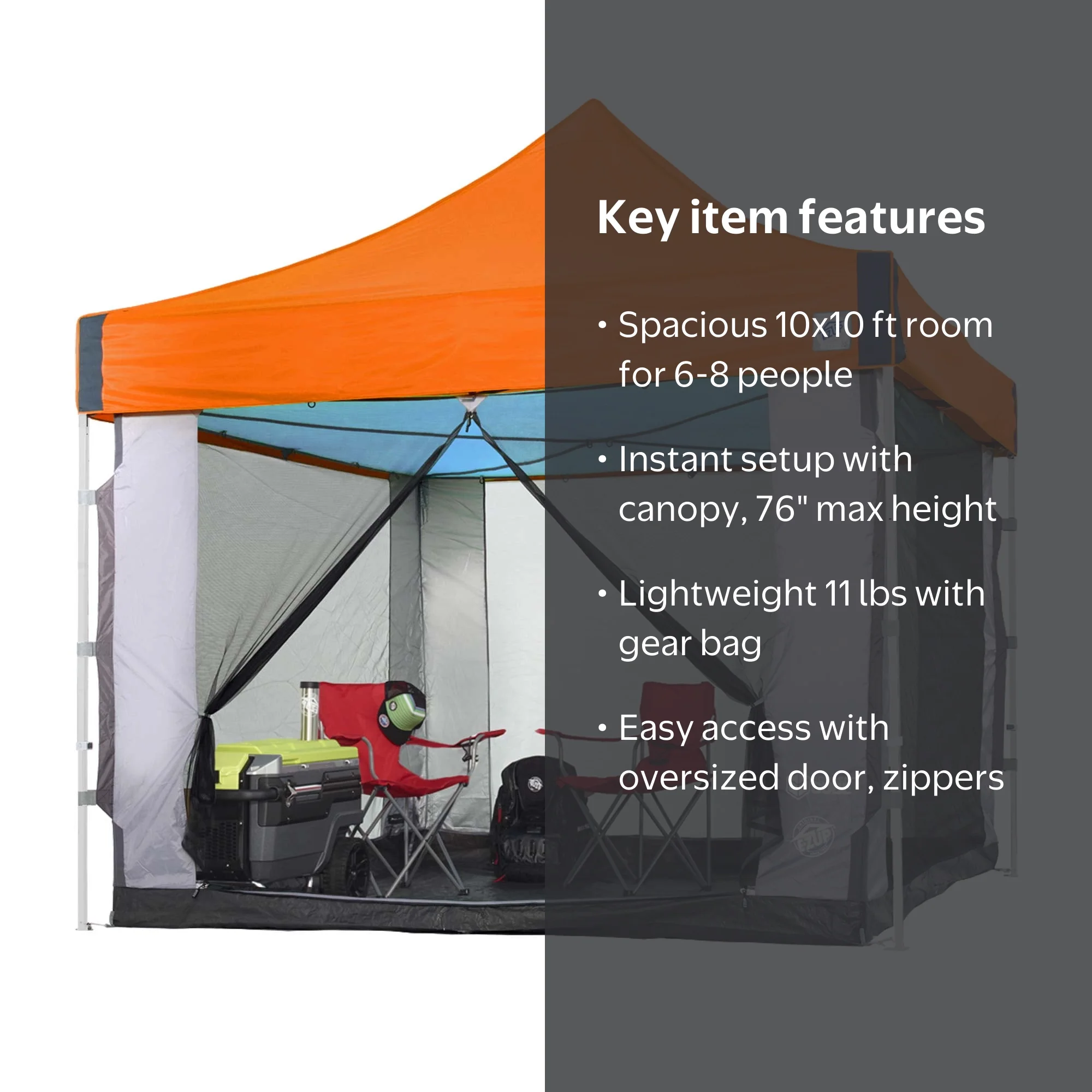 E-Z UP, Cube Mesh Tent, 10' x 10', Fits 6 Person, Insect Screen