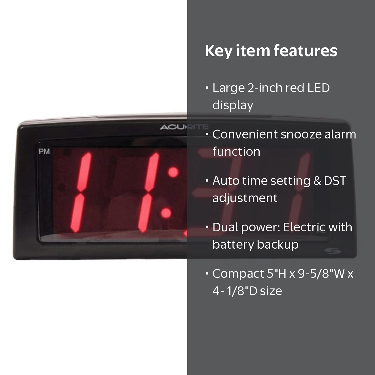 AcuRite 7-inch Jumbo Intelli-Time Alarm Clock - Digital - Electric