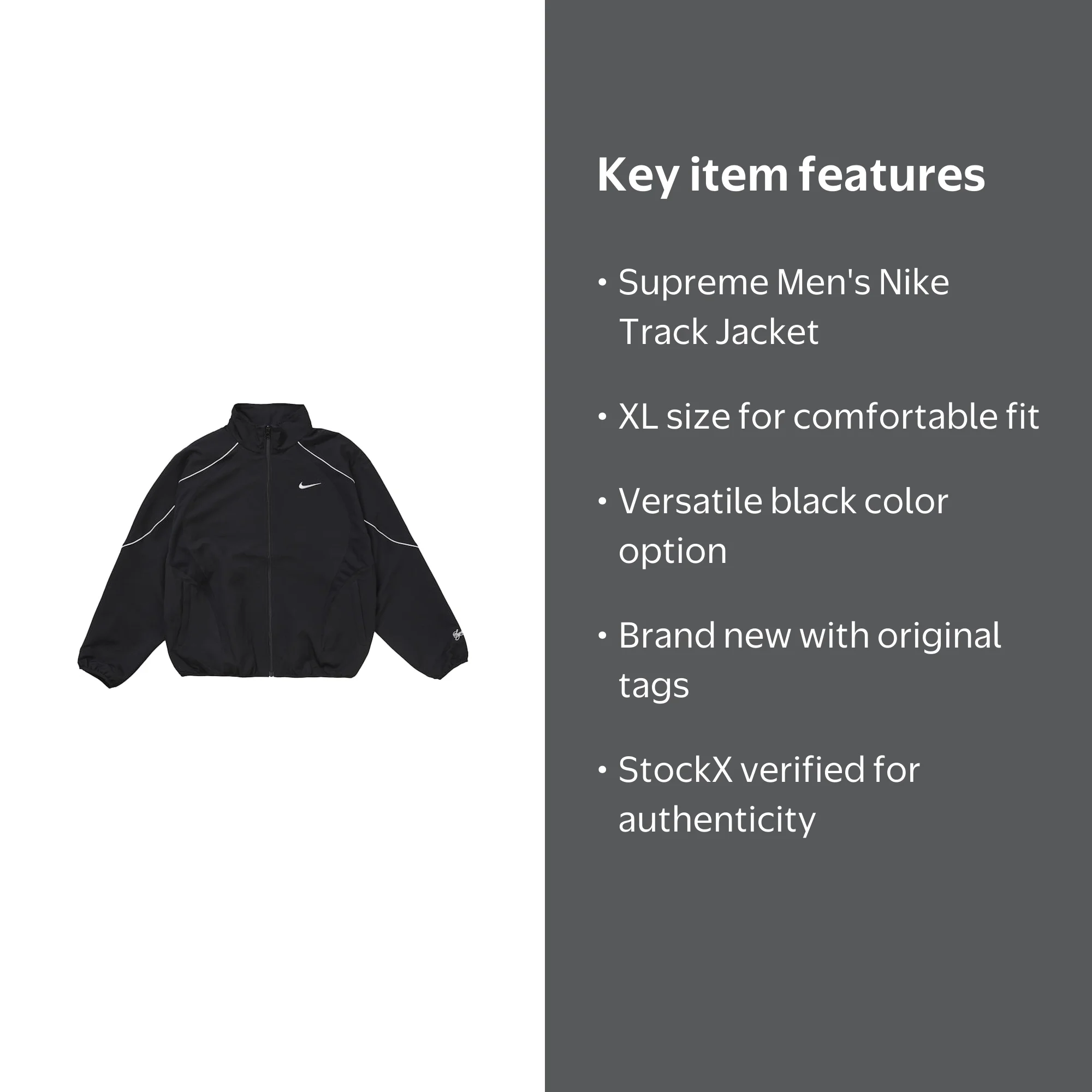 Supreme Men's Nike Track Jacket Black, from StockX - Walmart.com